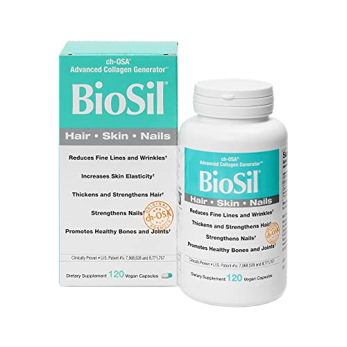 BioSil – 120 Vegan Capsules – with Patented ch-OSA Complex – Increase Collagen Production for Beautiful Hair, Skin & Nails – GMO Free – 120 Servings