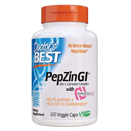 Doctor’s Best PepZin GI, Zinc-L-Carnosine Complex, Non-GMO, Vegan, Gluten /Soy Free, Digestive Support, 120 Veggie Caps