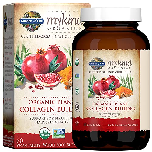 Garden of Life Vegan Collagen Builder – Organic Plant Collagen Beauty Booster – Silica & Biotin for Hair, Skin, Nails and Joint Support – No Added Sugar, 60 Tablets, mykind Organics Supplements