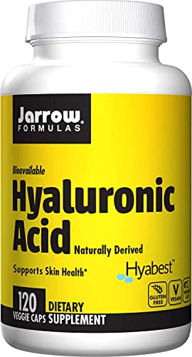 Jarrow Formulas Hyaluronic Acid 60 mg – 120 Veggie Caps – Bioavailable & Naturally Derived – Supports Skin Health – Pure Hyaluronic Acid – 60 Servings