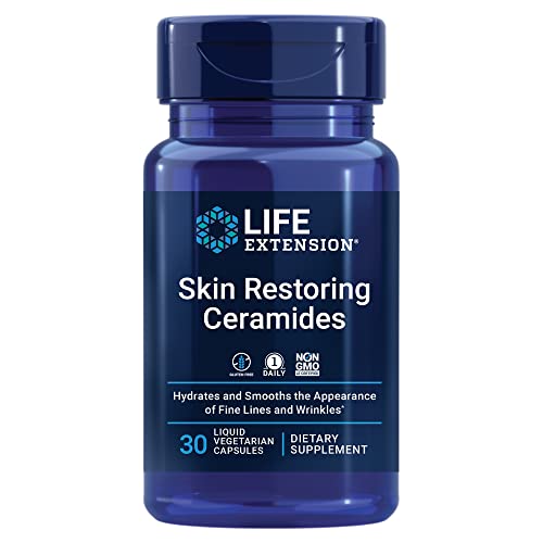 Life Extension Skin Restoring Ceramides – Promotes Skin Hydration & Encourages Healthy Ceramide Levels in Skin – Once-Daily Oral Supplement – Non-GMO, Gluten-Free – 30 Liquid Vegetarian Capsules