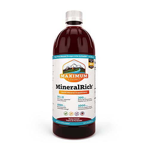 Maximum Living MineralRich Minerals Supplement – Liquid Blend of Vitamins and Trace Minerals – 32 oz