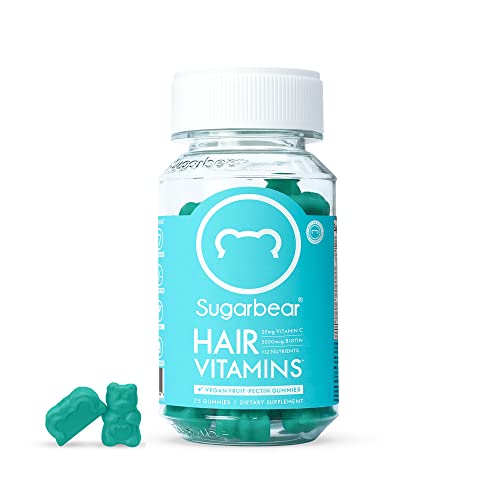 Sugarbear Vegan Hair Gummy Vitamins with Biotin, Vitamin C, Vitamin B-12, Zinc for Hair Skin & Nails (1 Month Supply)