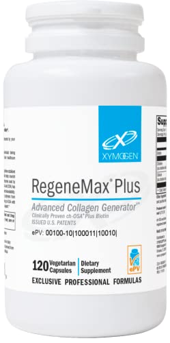 XYMOGEN RegeneMax Plus – Advanced Collagen Generator – Choline-Stabilized Orthosilicic Acid + Biotin – Supports Healthy Bone Mineral Density, Reduces Wrinkles, Strengthens Hair + Nails (120 Capsules)