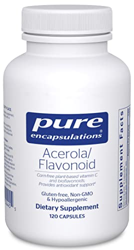 Truncate the text “Pure Encapsulations Acerola/Flavonoid | Corn-Free, Plant-Based Vitamin C and Bioflavonoid | 120 Capsules” to all words before the first occurrence of either “|”, “–”, or “-“, whichever comes first. If none of these characters are present, truncate to the first comma.