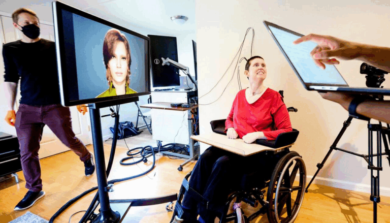 After 18 years without a voice, AI-powered brain implant helps stroke survivor speak again